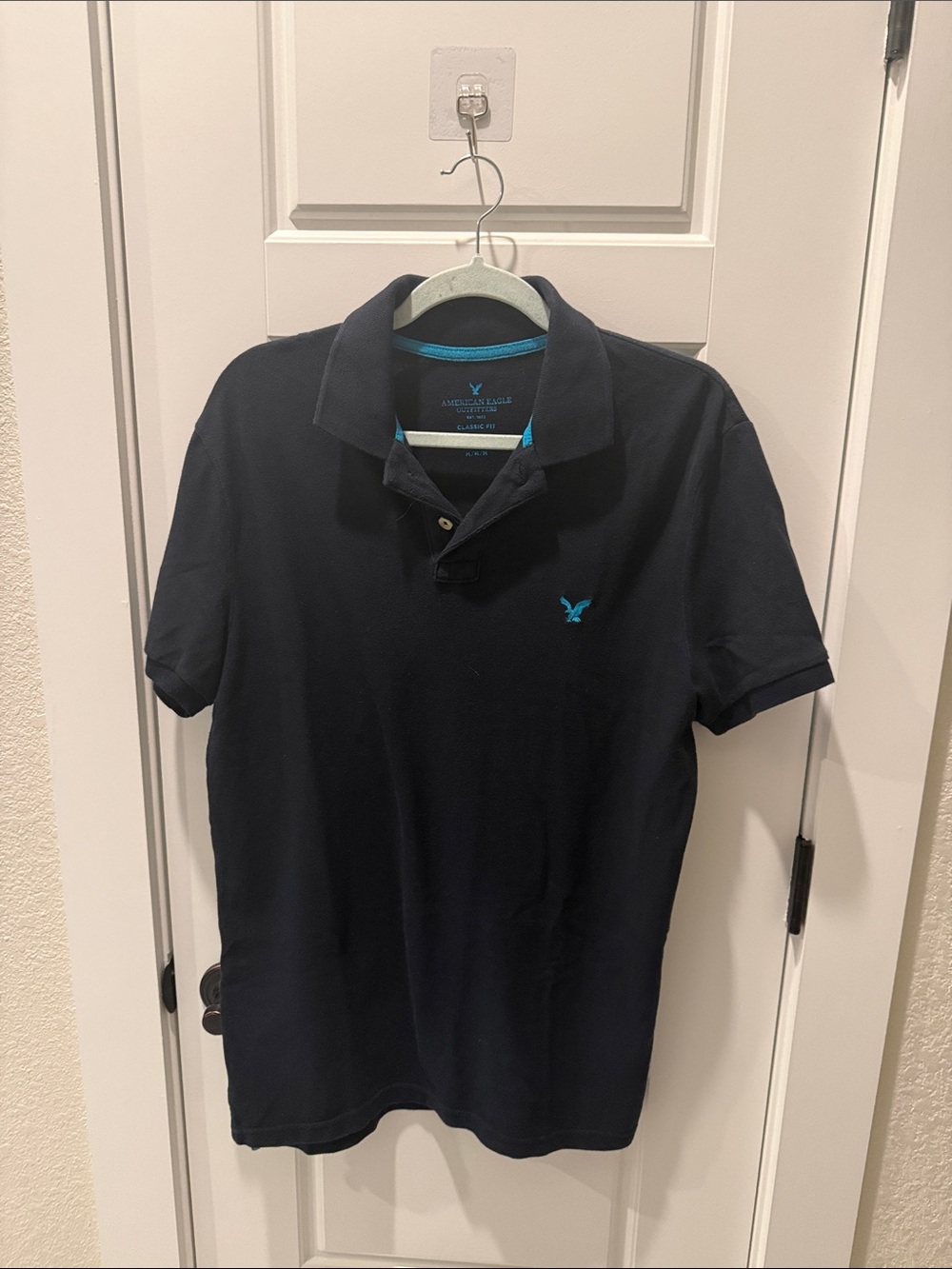 Vintage American Eagle Outfitters Navy Polo with Teal Eagle Logo - Men's
